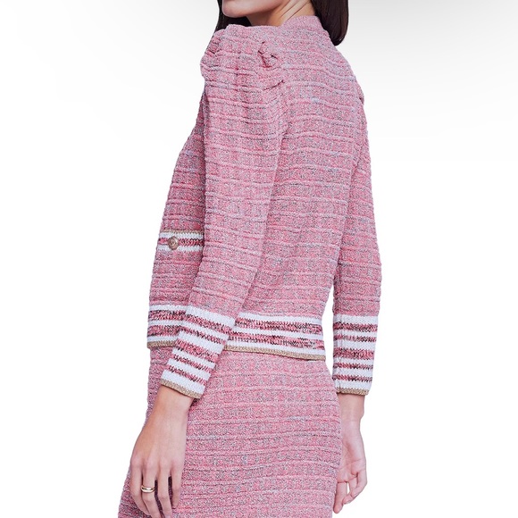 L'Agence Pink Jenni Puff Sleeve Fitted Cardigan Blazer NWOT - Picture 6 of 13
